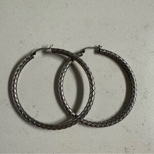 Bottega Veneta Sterling Silver Hoop Earrings with Italy Stamp